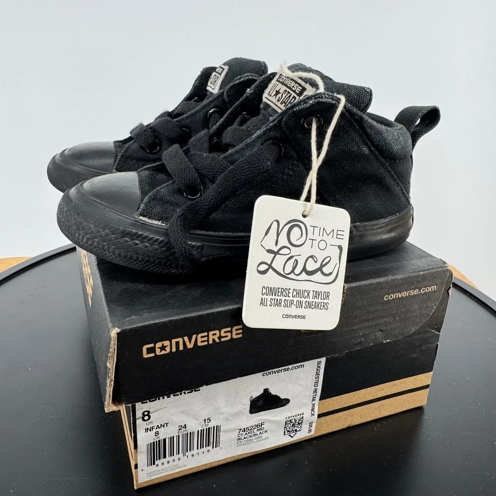 Converse Chuck Taylor All Star Axel Mid Black Infant Shoes 745226F Size 8 Infant
